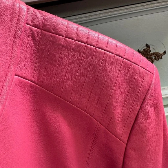 Valerie Stevens Vibrant Pink Leather Jacket - Picture 11 of 15